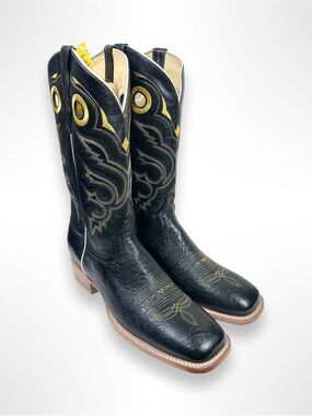 EL GENERAL Y2K smooth quill ostrich square toe western boots